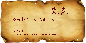 Kovárik Patrik névjegykártya